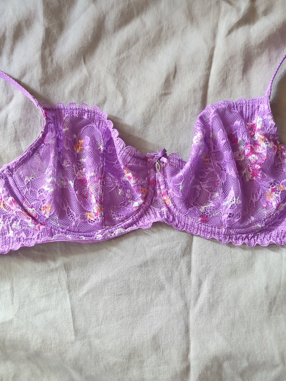 Montelle Flirt Lace Underwire Bra in Lavender Floral Tulip Field 28DDD